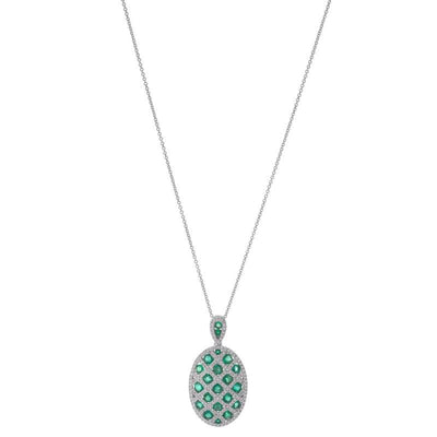 18K White Gold Emerald and Diamond  Necklace - Tapper's Jewelry 