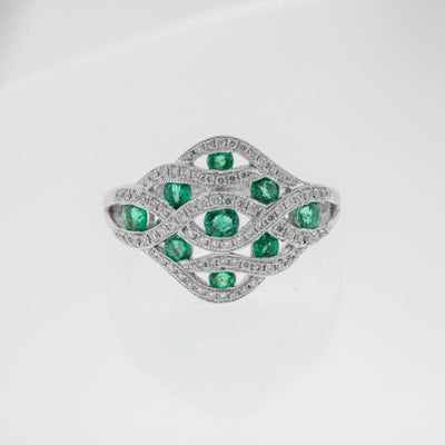18K White Gold Emerald and Diamond  Ring - Tapper's Jewelry 