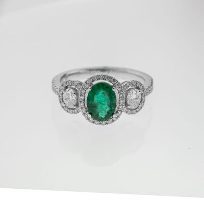 18K White Gold Emerald and Diamond  Ring - Tapper's Jewelry 