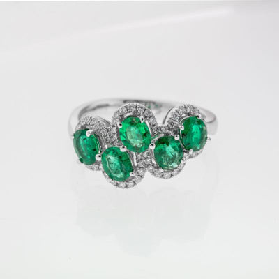 18K White Gold Emerald and Diamond  Ring - Tapper's Jewelry 