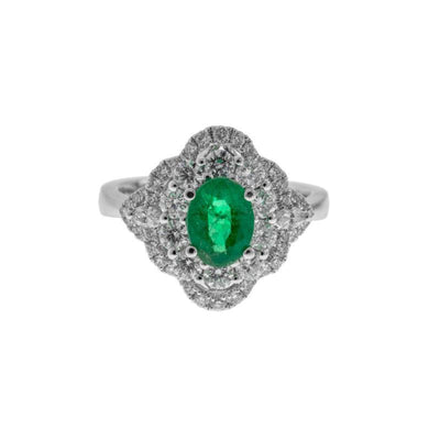 18K White Gold Emerald and Diamond  Ring - Tapper's Jewelry 