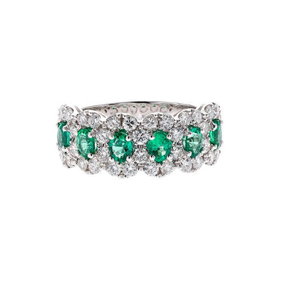 18K White Gold Emerald and Diamond  Ring - Tapper's Jewelry 