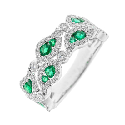 18K WHITE GOLD EMERALD AND DIAMOND RING - Tapper's Jewelry 