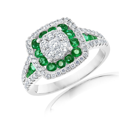 18K White Gold Emerald and Diamond  Ring - Tapper's Jewelry 