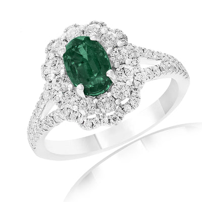 18K White Gold Emerald and Diamond  Ring - Tapper's Jewelry 