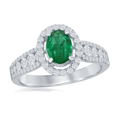 18K White Gold Emerald and Diamond  Ring - Tapper's Jewelry 