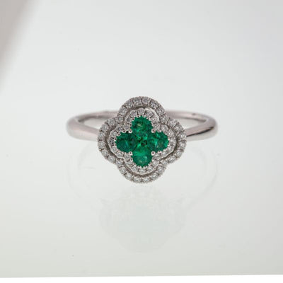 18K White Gold Emerald and Emerald  and Diamond Ring - Tapper's Jewelry 