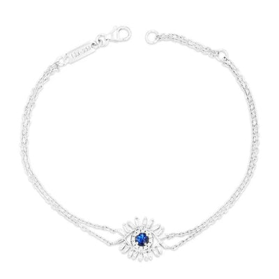 18K WHITE GOLD EVIL EYE COLLECTION DIAMOND AND SAPPHIRE BRACELET - Tapper's Jewelry 