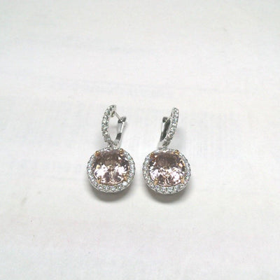 18K White Gold Morganite and Diamond  Earrings - Tapper's Jewelry 