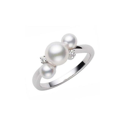 18K WHITE GOLD PEARL AND DIAMOND RING - Tapper's Jewelry 