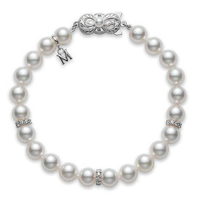 18K WHITE GOLD PEARL DIAMOND BRACELET - Tapper's Jewelry 