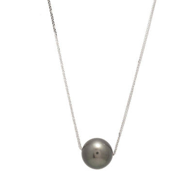 18K WHITE GOLD PEARL SLIDE NECKLACE - Tapper's Jewelry 