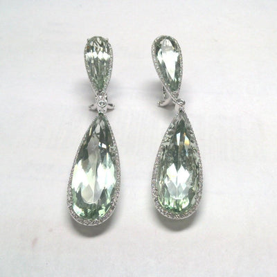 18K White Gold Quartz and Diamond  Earrings - Tapper's Jewelry 