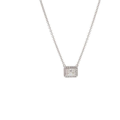 18K WHITE GOLD RADIENT CUT DIAMOND 18 ROUND DIAMOND NECKLACE - Tapper's Jewelry 