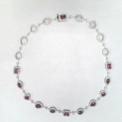18K White Gold Rubellite and Diamond  Necklace - Tapper's Jewelry 