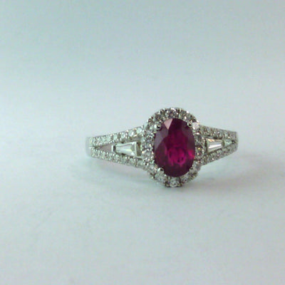 18K White Gold Ruby and Diamond  and Diamond Ring - Tapper's Jewelry 