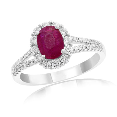 18K White Gold Ruby and Diamond  and Diamond Ring - Tapper's Jewelry 