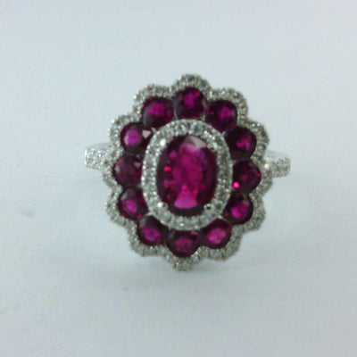 18K White Gold Ruby and Diamond  and Ruby Ring - Tapper's Jewelry 