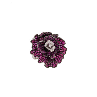 18K White Gold Ruby and Diamond  and Tsavorite Ring - Tapper's Jewelry 