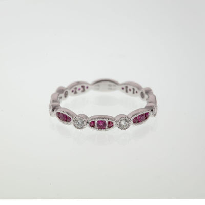 18K White Gold Ruby and Diamond  Band - Tapper's Jewelry 