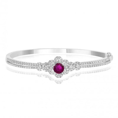 18K WHITE GOLD RUBY AND DIAMOND BANGLE - Tapper's Jewelry 