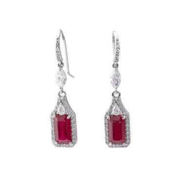 18K WHITE GOLD RUBY AND DIAMOND EARRINGS - Tapper's Jewelry 