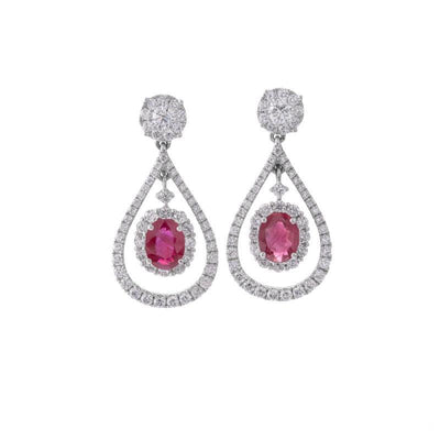 18K WHITE GOLD RUBY AND DIAMOND EARRINGS - Tapper's Jewelry 