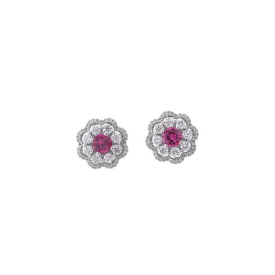 18K WHITE GOLD RUBY AND DIAMOND EARRINGS - Tapper's Jewelry 