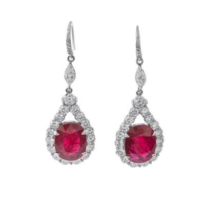 18K WHITE GOLD RUBY AND DIAMOND EARRINGS