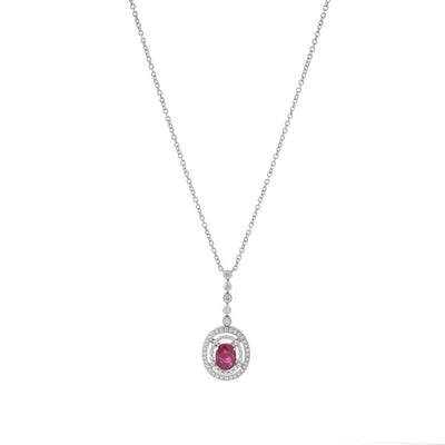18K White Gold Ruby and Diamond  Necklace - Tapper's Jewelry 