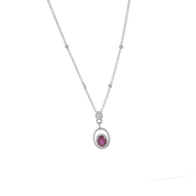 18K White Gold Ruby and Diamond   Necklace - Tapper's Jewelry 