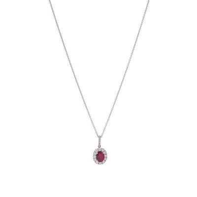 18K White Gold Ruby and Diamond  Necklace - Tapper's Jewelry 