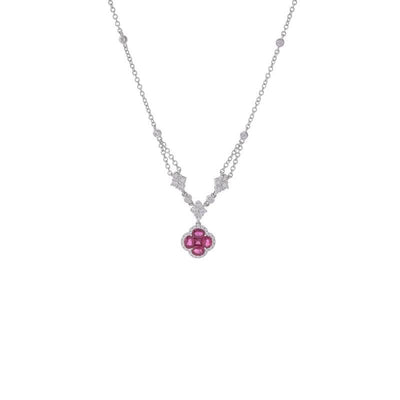 18K White Gold Ruby and Diamond  Necklace - Tapper's Jewelry 