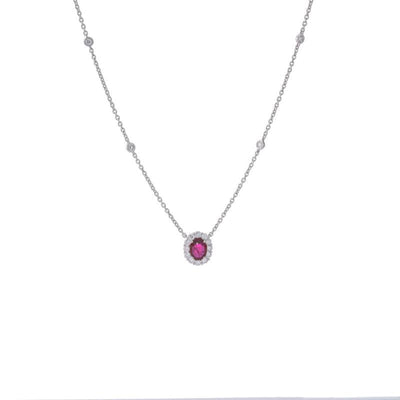 18K White Gold Ruby and Diamond  Necklace - Tapper's Jewelry 