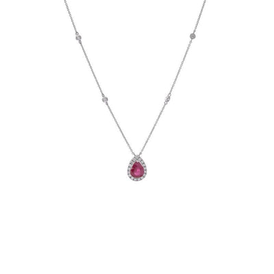 18K White Gold Ruby and Diamond  Necklace - Tapper's Jewelry 