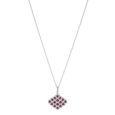 18K White Gold Ruby and Diamond  Necklace