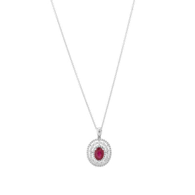 18K White Gold Ruby and Diamond  Necklace - Tapper's Jewelry 