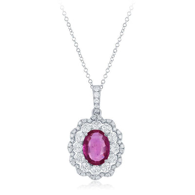 18K White Gold Ruby and Diamond  Necklace - Tapper's Jewelry 