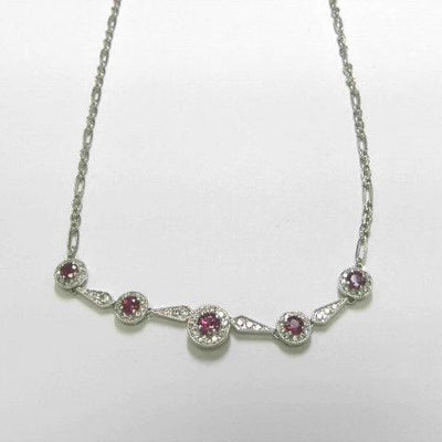 18K White Gold Ruby and Diamond  Necklace - Tapper's Jewelry 