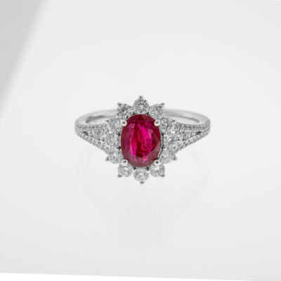 18K White Gold Ruby and Diamond  Ring - Tapper's Jewelry 