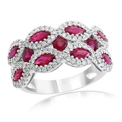 18K White Gold Ruby and Ruby  and Diamond Ring - Tapper's Jewelry 