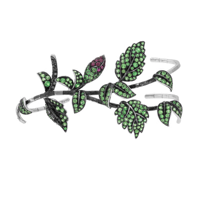 18K White Gold Ruby and Tsavorite  Bracelet - Tapper's Jewelry 