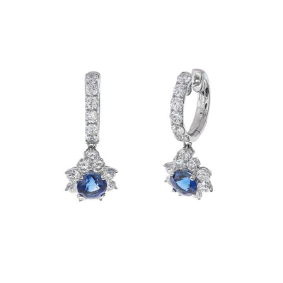 18K WHITE GOLD SAPPHIRE AND DIAMON EARRINGS - Tapper's Jewelry 