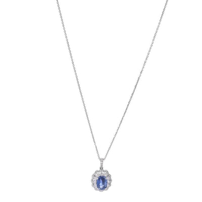 18K White Gold Sapphire and Diamond  and Diamond Necklace - Tapper's Jewelry 