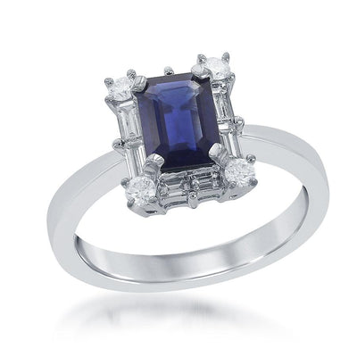18K White Gold Sapphire and Diamond  and Diamond Ring - Tapper's Jewelry 