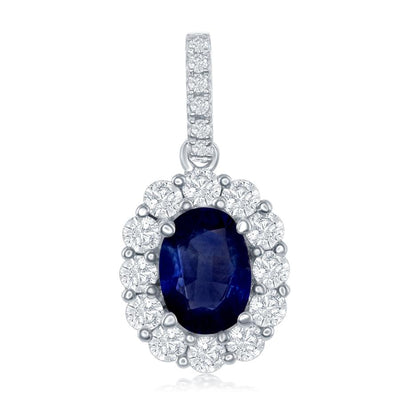 18K White Gold Sapphire and Diamond  and Sapphire Necklace - Tapper's Jewelry 