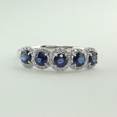 18K White Gold Sapphire and Diamond  Band - Tapper's Jewelry 