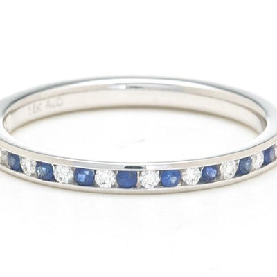18K White Gold Sapphire and Diamond  Band
