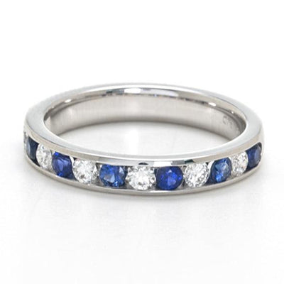 18K White Gold Sapphire and Diamond  Band - Tapper's Jewelry 