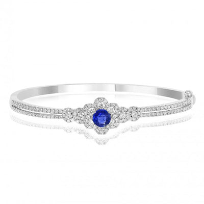 18K WHITE GOLD SAPPHIRE AND DIAMOND BANGLE - Tapper's Jewelry 